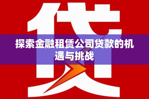 铜陵探索金融租赁公司贷款的机遇与挑战