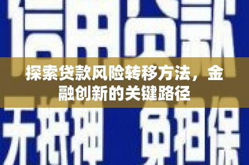 铜陵探索贷款风险转移方法，金融创新的关键路径