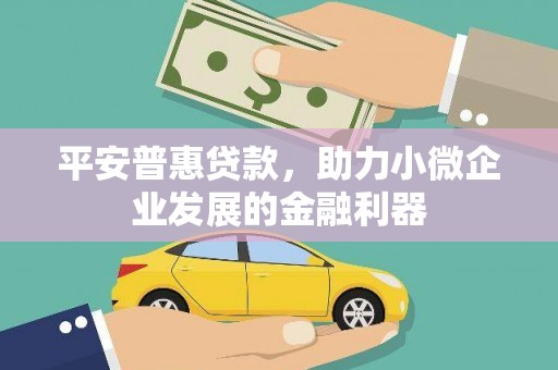 铜陵平安普惠贷款，助力小微企业发展的金融利器