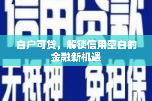 铜陵白户可贷，解锁信用空白的金融新机遇