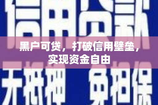 铜陵黑户可贷，打破信用壁垒，实现资金自由