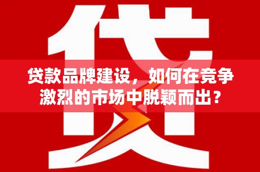 铜陵贷款品牌建设，如何在竞争激烈的市场中脱颖而出？