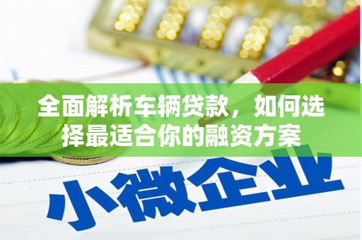 铜陵全面解析车辆贷款，如何选择最适合你的融资方案