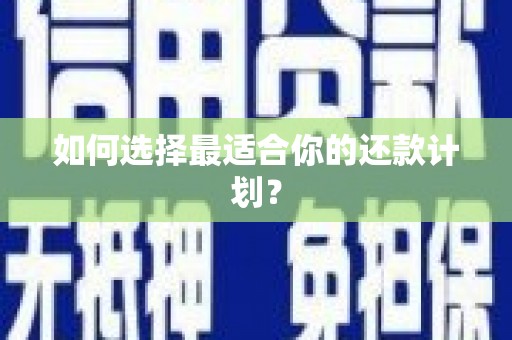 铜陵如何选择最适合你的还款计划？